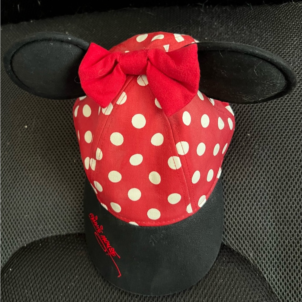 Disney Red & Black Minnie Mouse Polka Dot Ear Hat with Bow